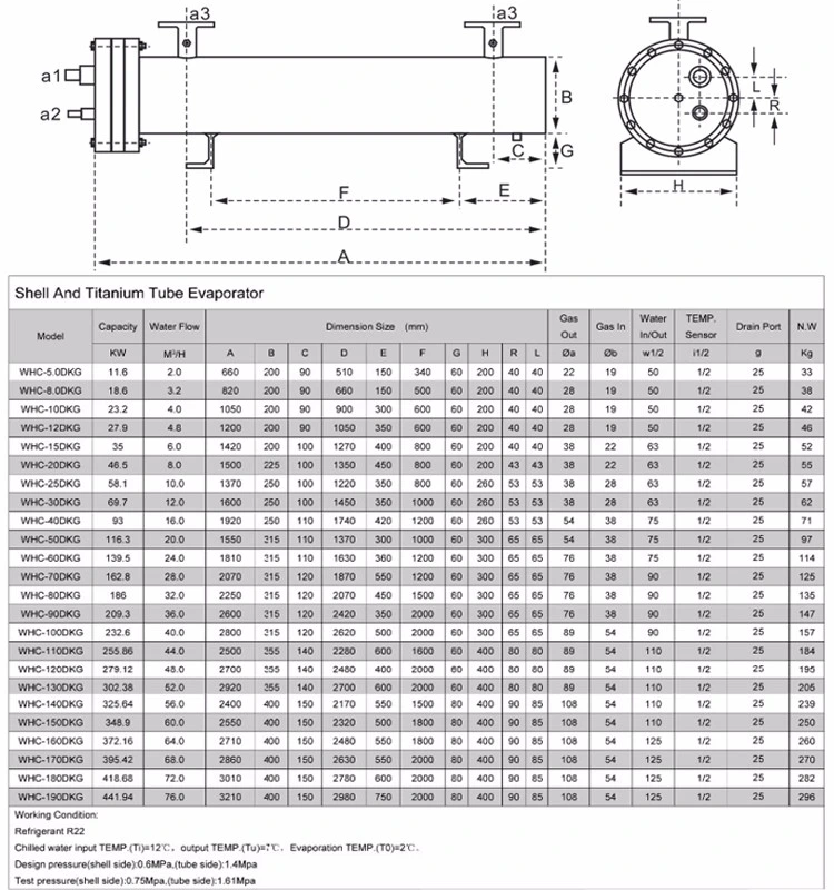 Shell and Tube Heat Exchanger Condenser Evaporator Unit for Cooling